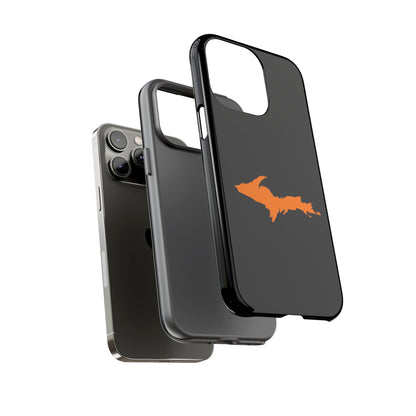 Michigan Upper Peninsula Tough Phone Case (Black w/ Orange UP Outline) | Apple iPhone