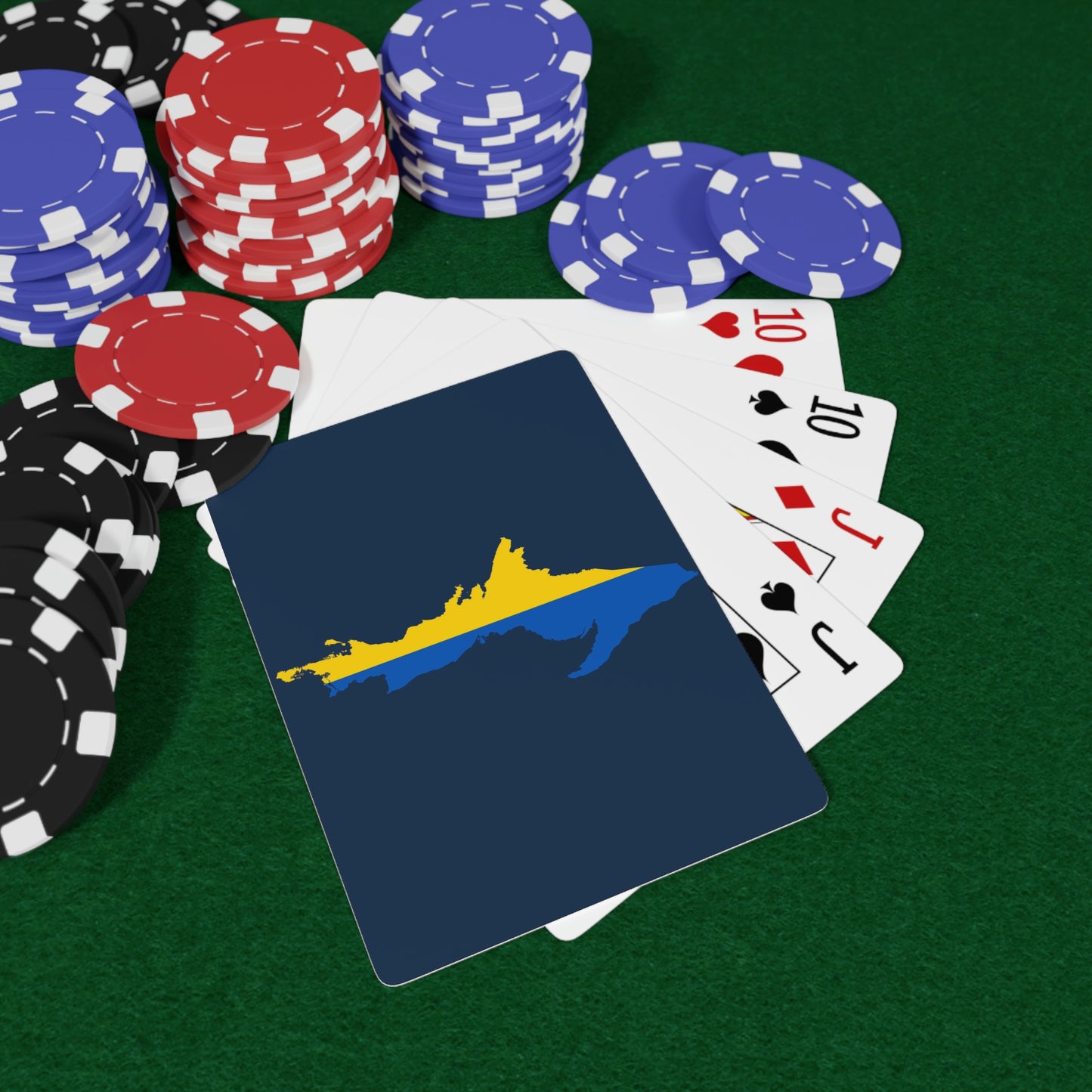 Michigan Upper Peninsula Poker Cards (Navy w/ UP Ukraine Flag Outline)