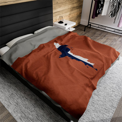 Michigan Upper Peninsula Plush Blanket (w/ UP Finland Flag Outline) | Copper Color