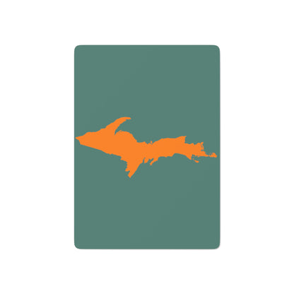 Michigan Upper Peninsula Poker Cards (Copper Green w/ Orange UP Outline)