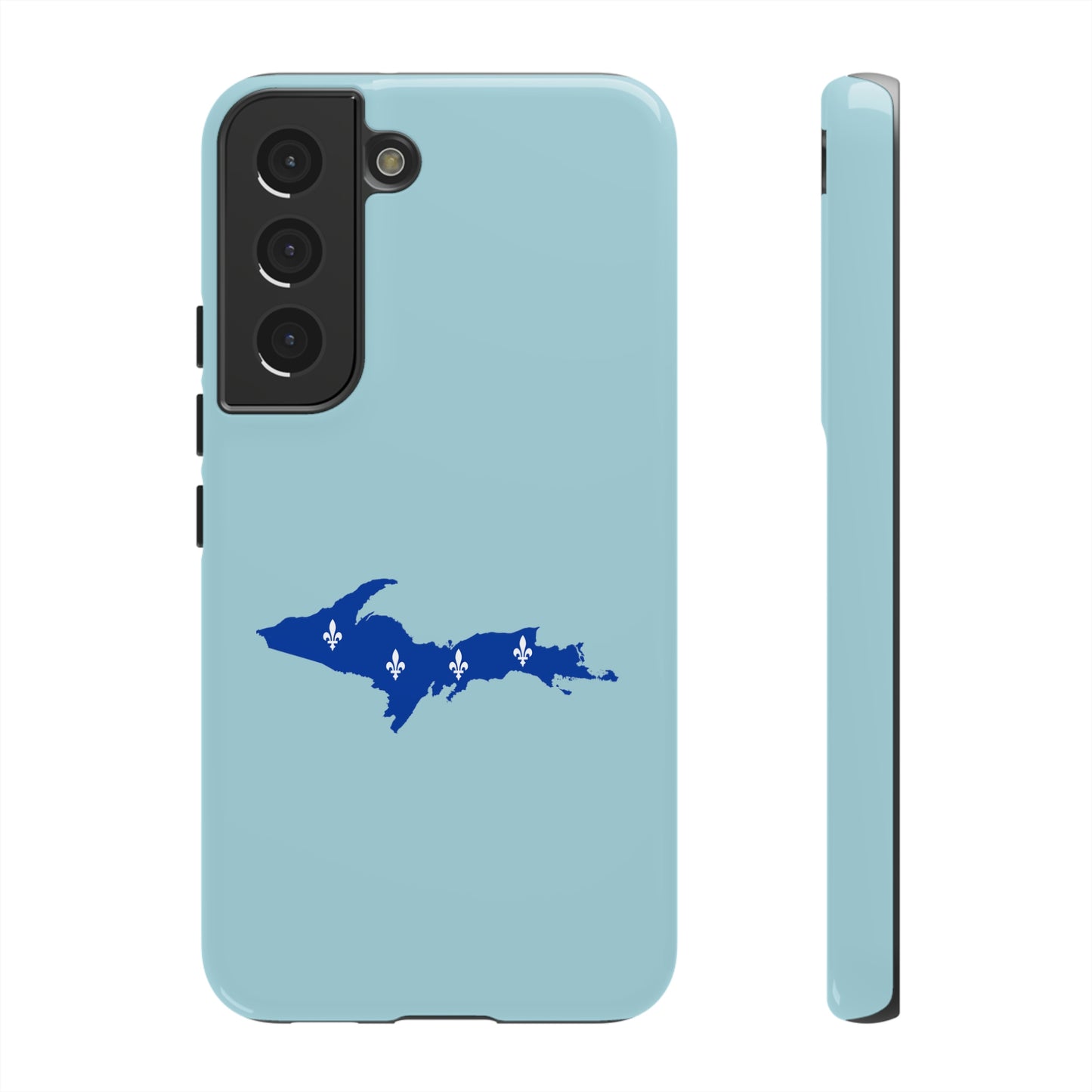 Michigan Upper Peninsula Tough Phone Case ('58 Caddie Blue w/ UP Quebec Flag Outline) | Samsung & Pixel Android