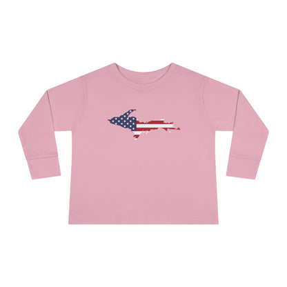 Michigan Upper Peninsula T-Shirt (w/ UP USA Flag Outline) | Toddler Long Sleeve