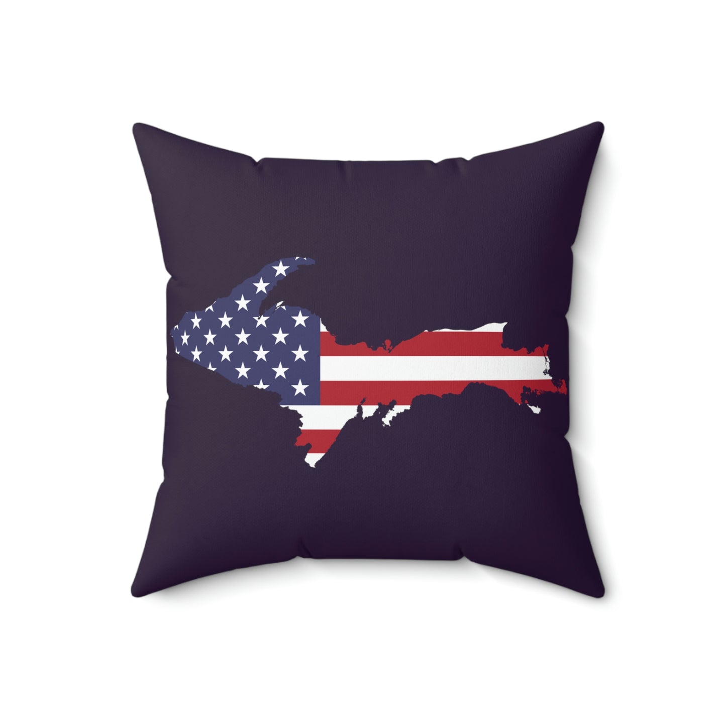 Michigan Upper Peninsula Accent Pillow (w/ UP USA Flag Outline) | Blackcurrant