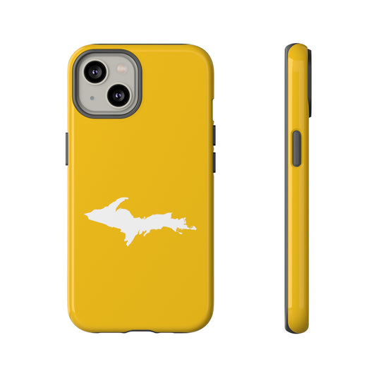 Michigan Upper Peninsula Tough Phone Case (Gold Color w/ UP Outline) | Apple iPhone