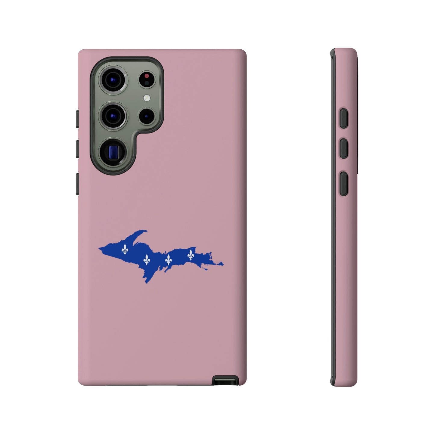 Michigan Upper Peninsula Tough Phone Case (Pink w/ UP Quebec Flag Outline) | Samsung & Pixel Android