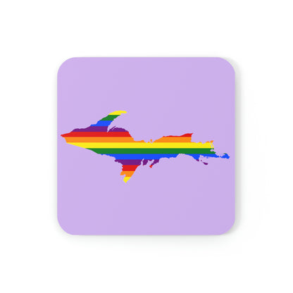 Michigan Upper Peninsula Coaster Set (Lavender w/ UP Pride Flag Outline) | Corkwood - 4 pack