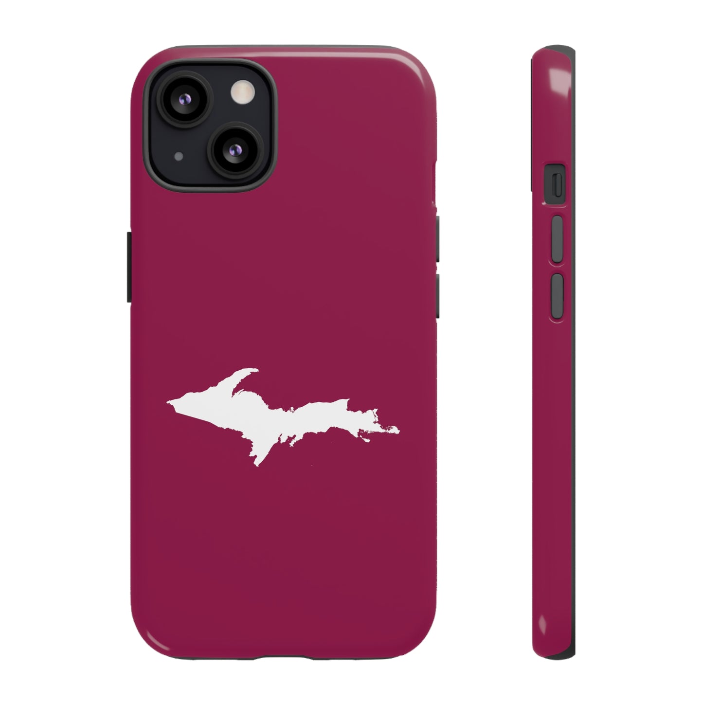 Michigan Upper Peninsula Tough Phone Case (Ruby Red w/ UP Outline) | Apple iPhone