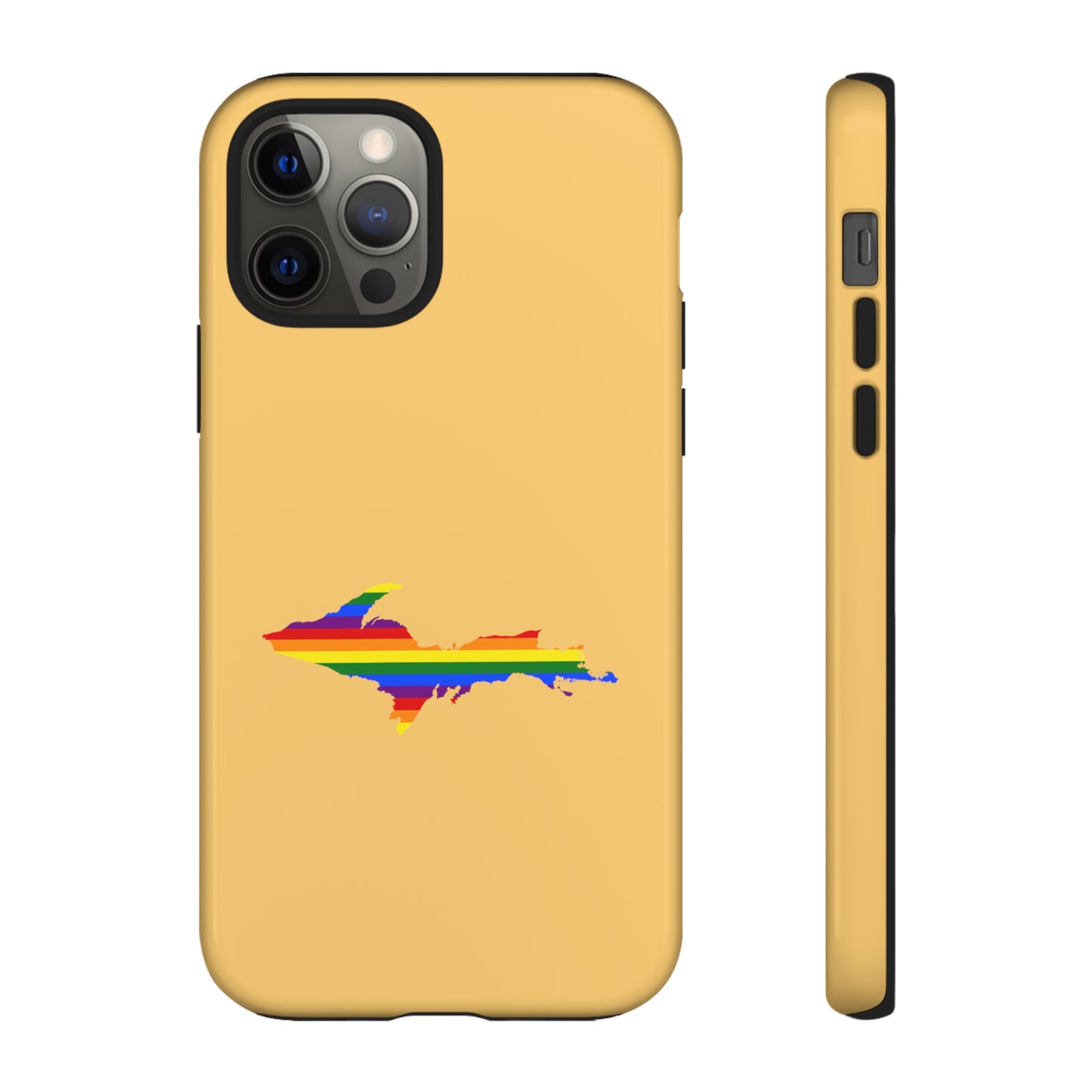 Michigan Upper Peninsula Tough Phone Case (Citrine w/ UP Pride Flag Outline) | Apple iPhone