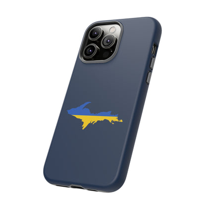 Michigan Upper Peninsula Tough Phone Case (Navy w/ UP Ukraine Flag Outline) | Apple iPhone