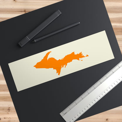 Michigan Upper Peninsula Bumper Sticker (w/ Orange UP Outline) | Ivory Color Background