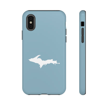 Michigan Upper Peninsula Tough Phone Case (Opal Blue w/ UP Outline) | Apple iPhone