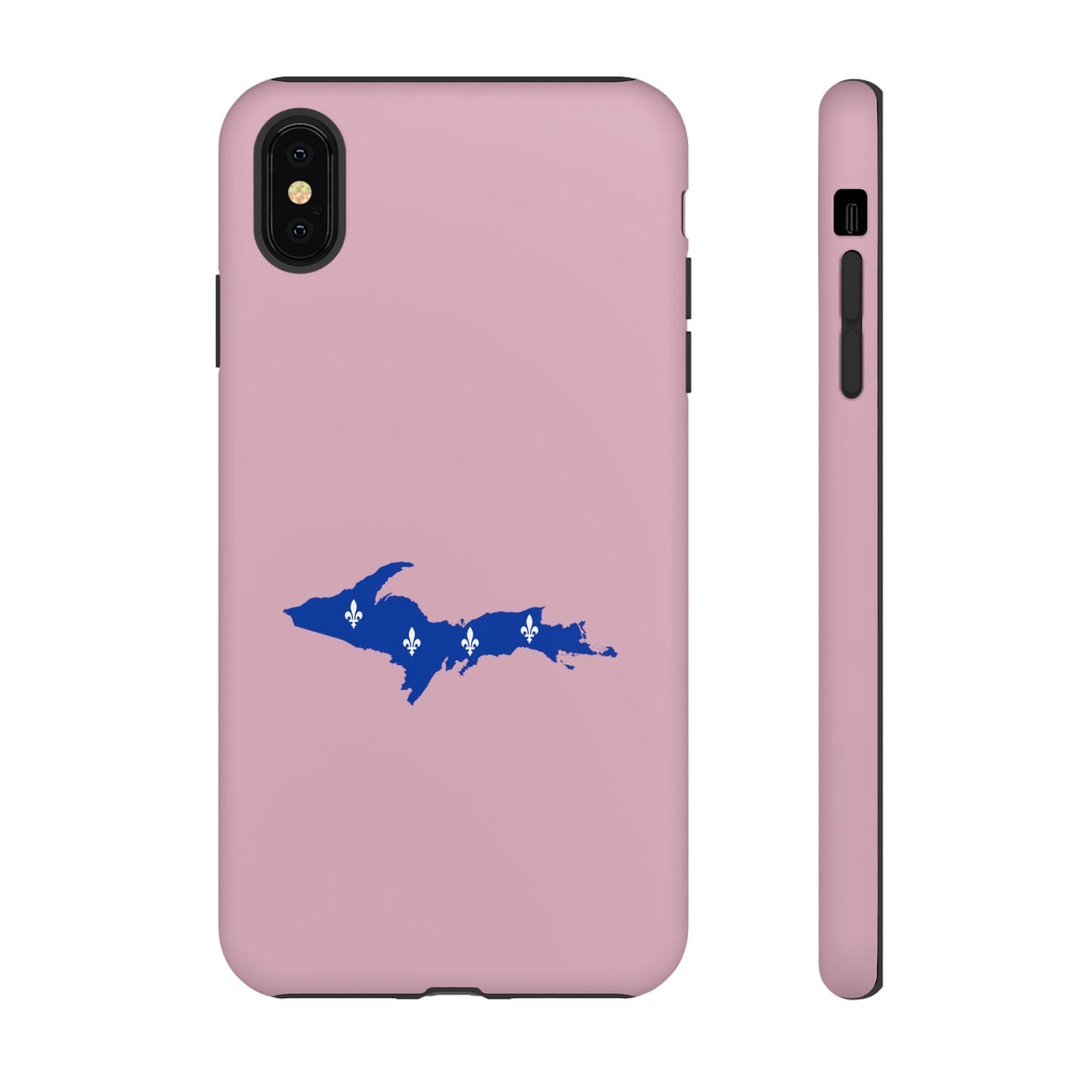 Michigan Upper Peninsula Tough Phone Case (Pink w/ UP Quebec Flag Outline) | Apple iPhone