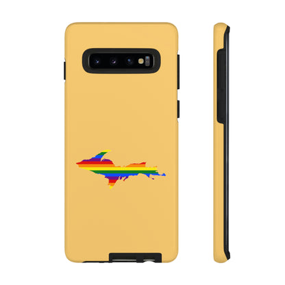 Michigan Upper Peninsula Tough Phone Case (Citrine w/ UP Pride Flag Outline) | Samsung & Pixel Android