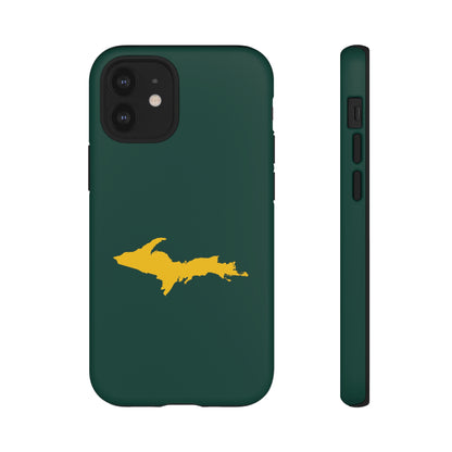 Michigan Upper Peninsula Tough Phone Case (Green w/ Gold UP Outline) | Apple iPhone