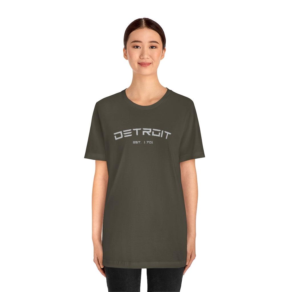 'Detroit Est. 1701' Electric Font T-Shirt | Unisex Standard Fit - Circumspice Michigan