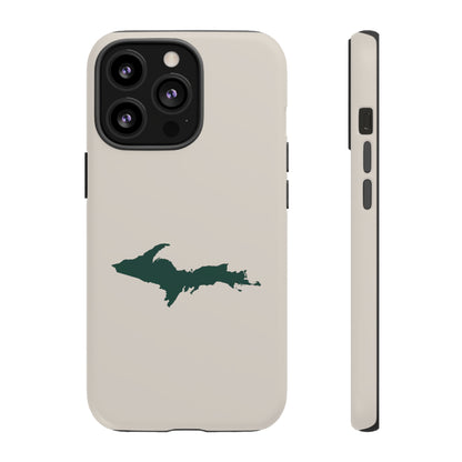 Michigan Upper Peninsula Tough Phone Case (Canvas Color w/ Green UP Outline) | Apple iPhone