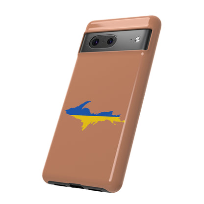 Michigan Upper Peninsula Tough Phone Case (Copper Color w/ UP Ukraine Flag Outline) | Samsung & Pixel Android