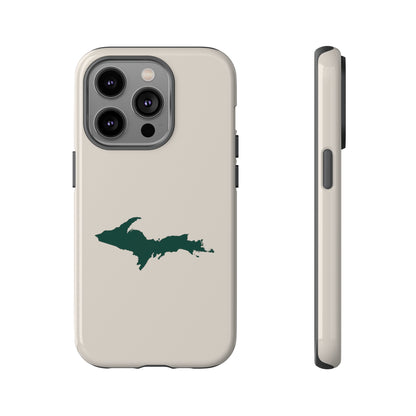 Michigan Upper Peninsula Tough Phone Case (Canvas Color w/ Green UP Outline) | Apple iPhone