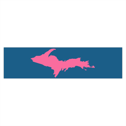 Michigan Upper Peninsula Bumper Sticker (w/ Pink UP Outline) | Blueberry Background