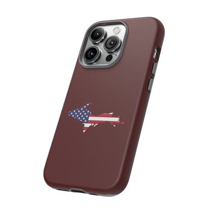 Michigan Upper Peninsula Tough Phone Case (Cherrywood Color w/ UP USA Outline) | Apple iPhone