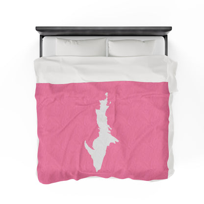 Michigan Upper Peninsula Plush Blanket (w/ UP Outline) | '67 Caddie Pink