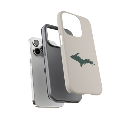 Michigan Upper Peninsula Tough Phone Case (Canvas Color w/ Green UP Outline) | Apple iPhone