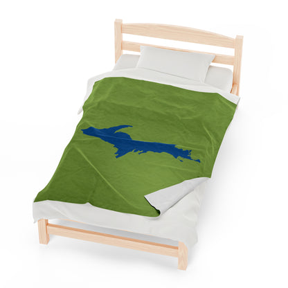 Michigan Upper Peninsula Plush Blanket (w/ Azure UP Outline) | Gooseberry Green