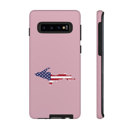 Michigan Upper Peninsula Tough Phone Case (Pink w/ UP USA Flag Outline) | Samsung & Pixel Android