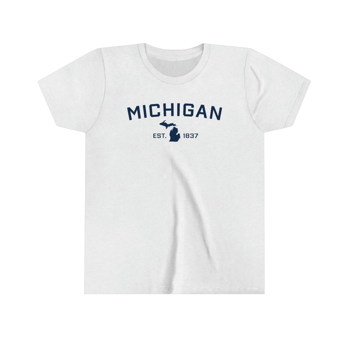 'Michigan EST 1837' T-Shirt (w/ MI Outline) | Youth Short Sleeve