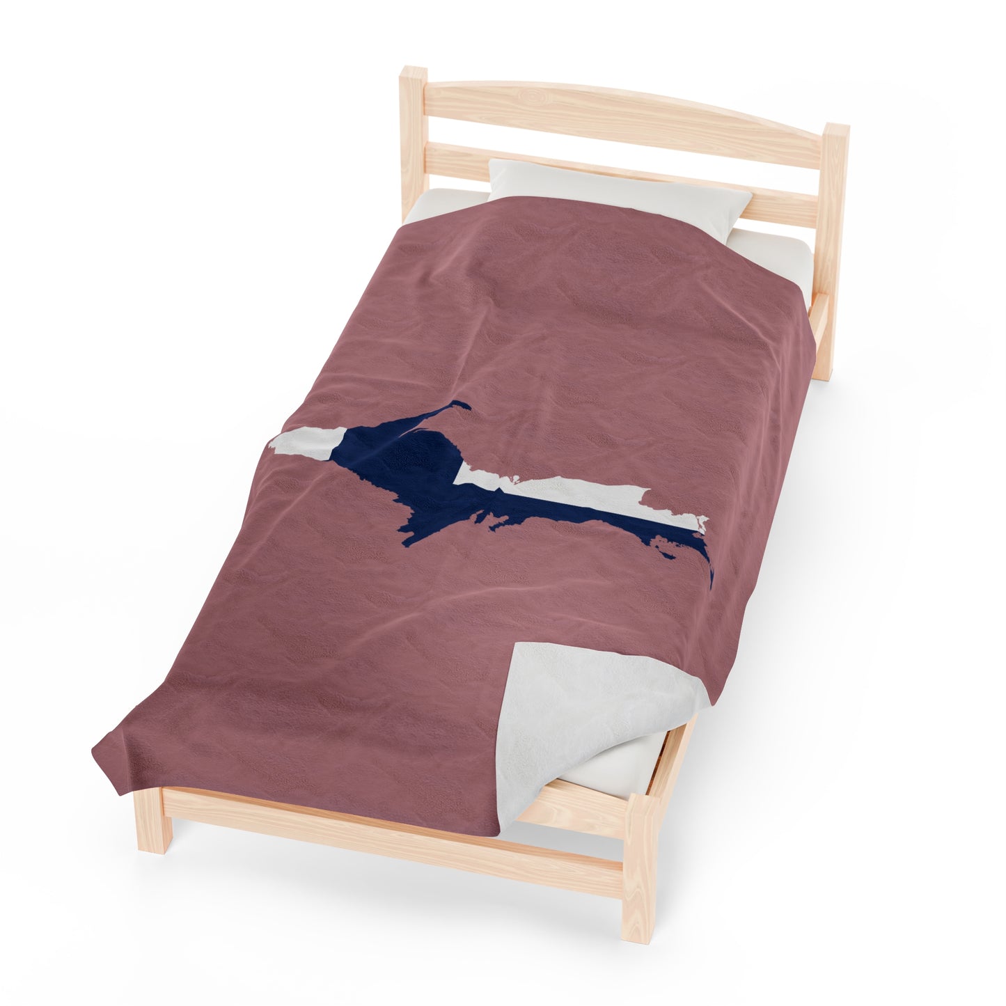 Michigan Upper Peninsula Plush Blanket (w/ UP Finland Flag Outline) | Cherry Blossom Pink