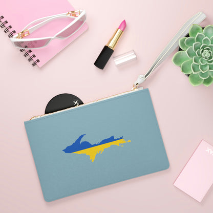 Michigan Upper Peninsula Clutch Bag (Opal Blue w/ UP Ukraine Flag Outline)