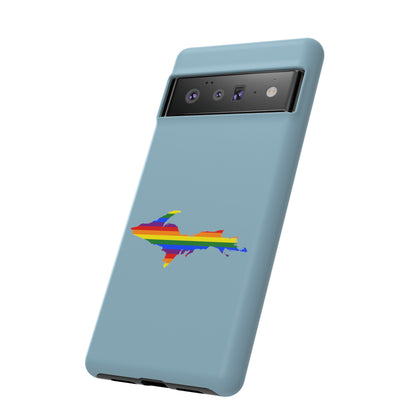 Michigan Upper Peninsula Tough Phone Case (Opal Blue w/ UP Pride Flag Outline) | Samsung & Pixel Android