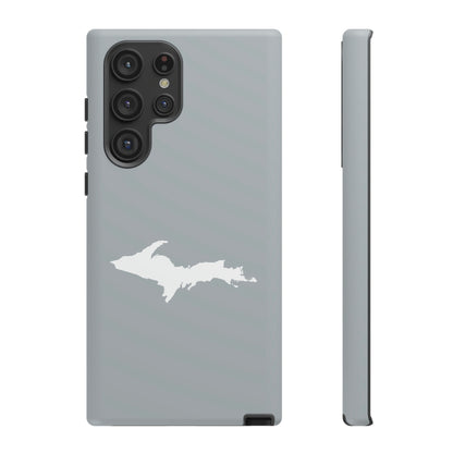 Michigan Upper Peninsula Tough Phone Case (Silver w/ UP Outline) | Samsung & Pixel Android