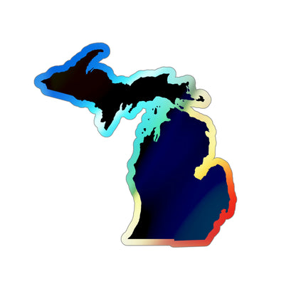 Michigan Outline Holographic Die-cut Stickers | Navy Color