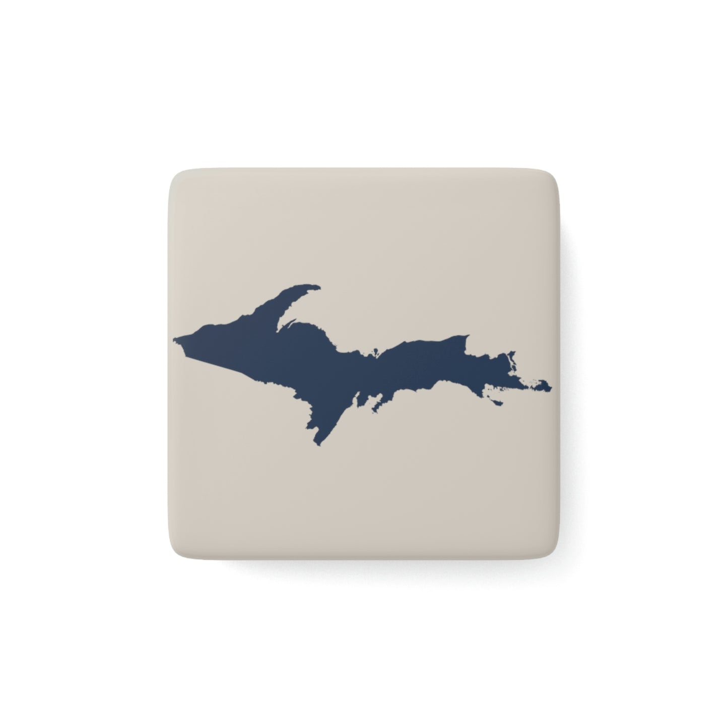 Michigan Upper Peninsula Porcelain Magnet (Canvas Color w/ Navy UP Outline)