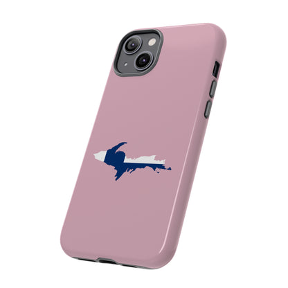 Michigan Upper Peninsula Tough Phone Case (Pink w/ UP Finland Flag Outline) | Apple iPhone