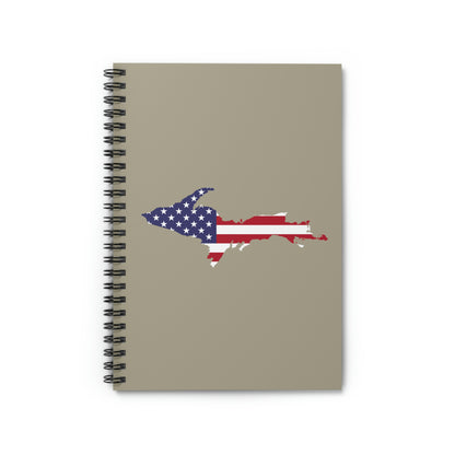 Michigan Upper Peninsula Spiral Notebook (w/ UP USA Flag Outline) | Petoskey Stone Beige