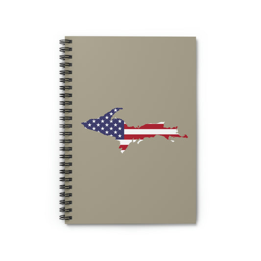 Michigan Upper Peninsula Spiral Notebook (w/ UP USA Flag Outline) | Petoskey Stone Beige