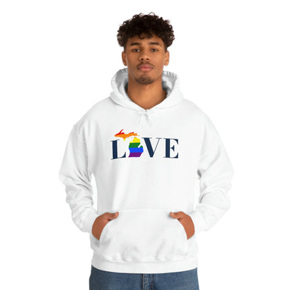 Michigan 'Love' Hoodie (w/LGBTQ Pride Colors) | Unisex Standard