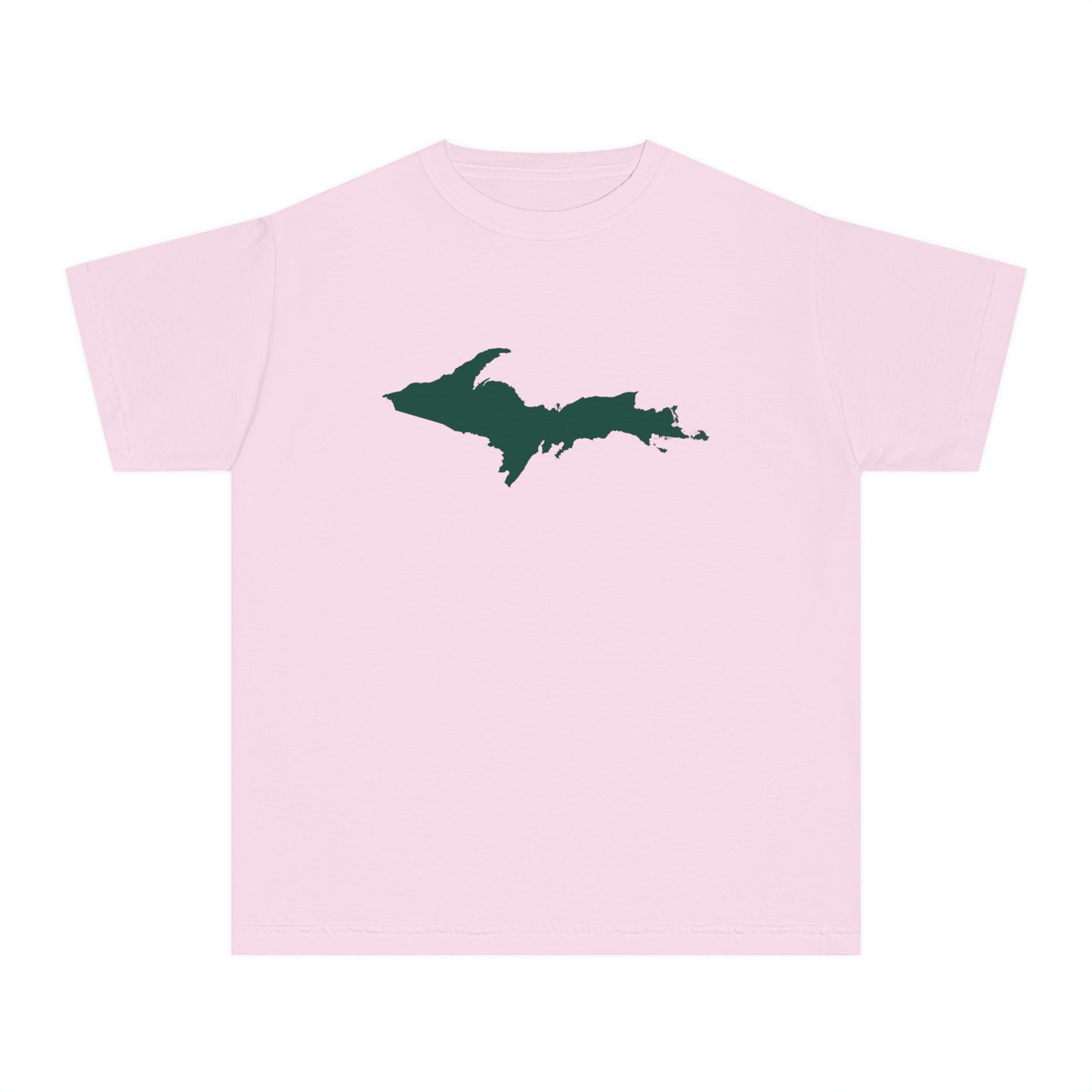 Michigan Upper Peninsula T-Shirt (w/ Green UP Outline) | Youth Garment-Dyed