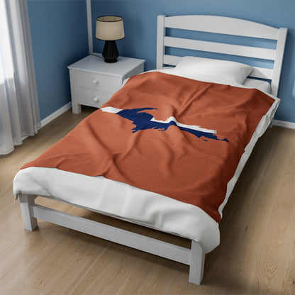 Michigan Upper Peninsula Plush Blanket (w/ UP Finland Flag Outline) | Copper Color