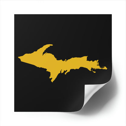 Michigan Upper Peninsula Square Sticker (Black w/ Gold UP Outline) | Indoor/Outdoor