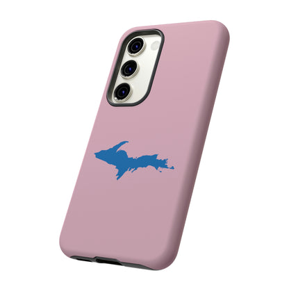 Michigan Upper Peninsula Tough Phone Case (Pink w/ Azure UP Outline) | Samsung & Pixel Android