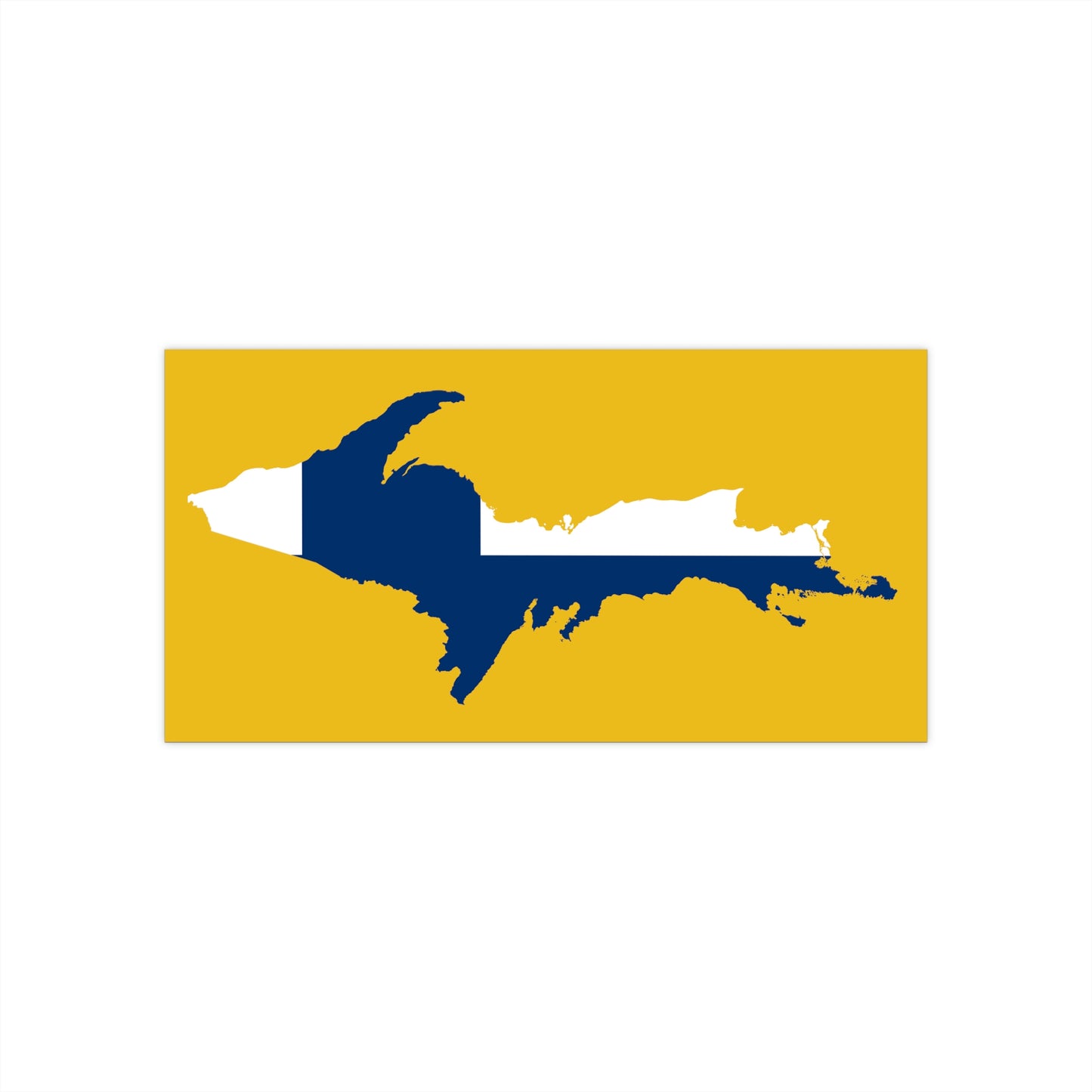 Michigan Upper Peninsula Bumper Stickers (w/ UP Finland Flag Outline) | Maple Color Background