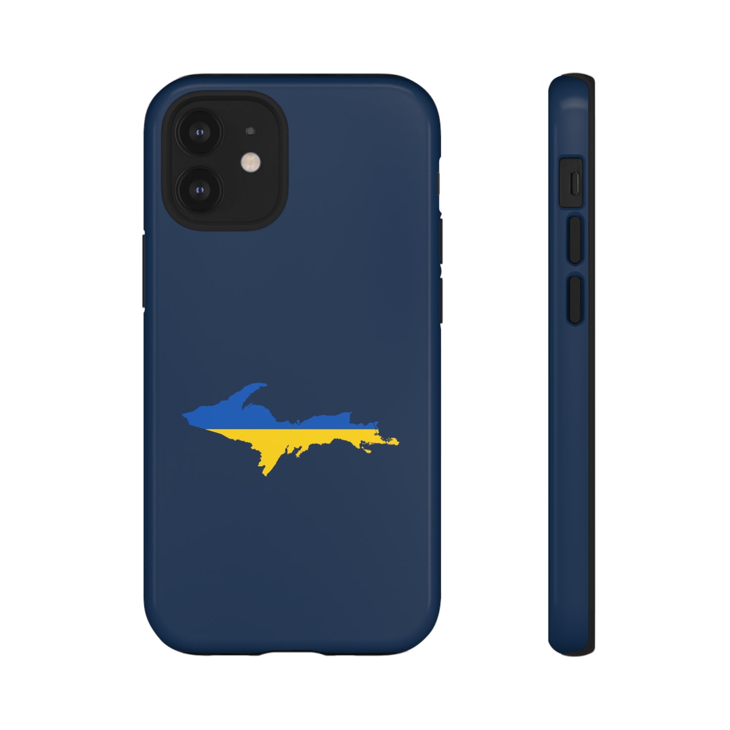 Michigan Upper Peninsula Tough Phone Case (Navy w/ UP Ukraine Flag Outline) | Apple iPhone