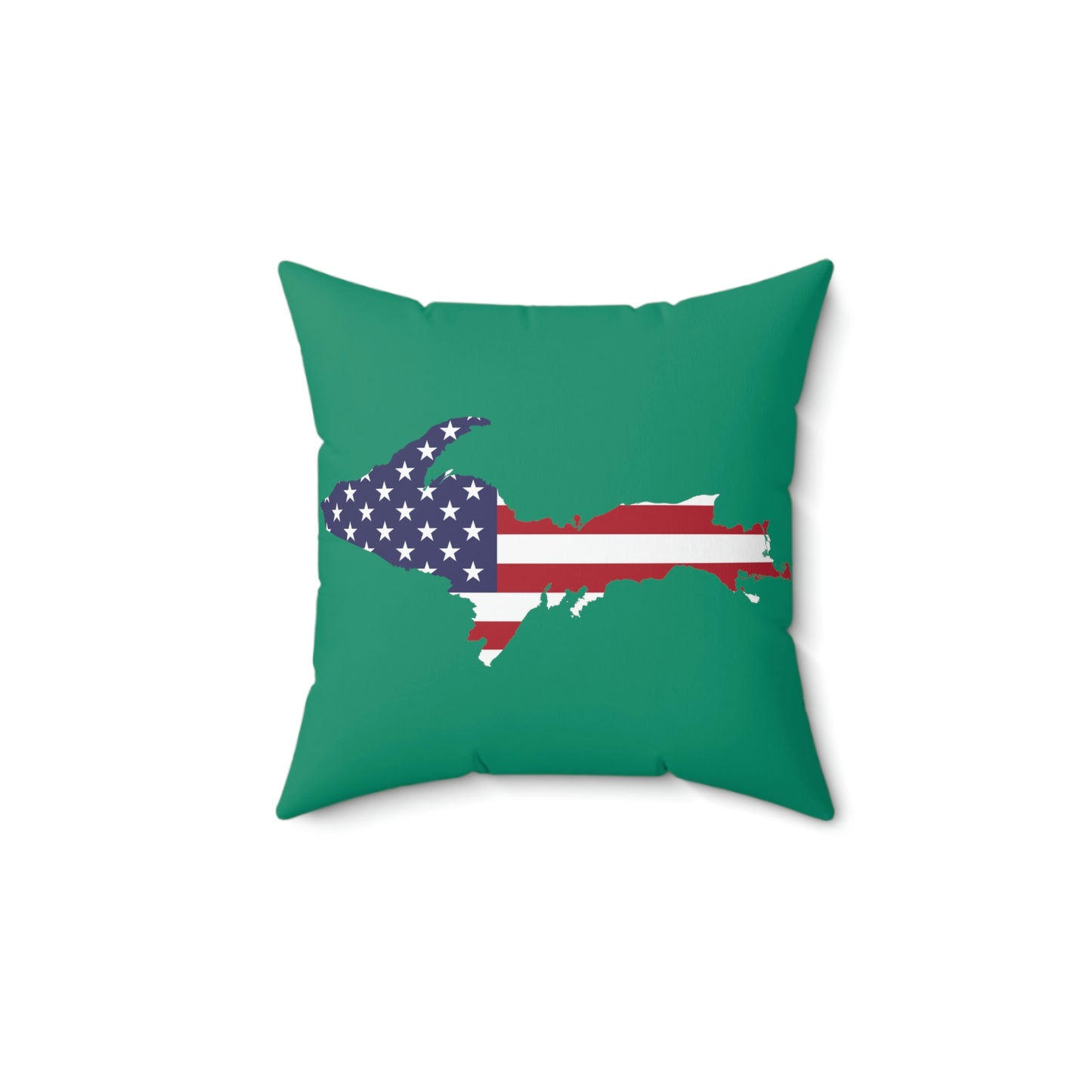 Michigan Upper Peninsula Accent Pillow (w/ UP USA Flag Outline) | Emerald Green