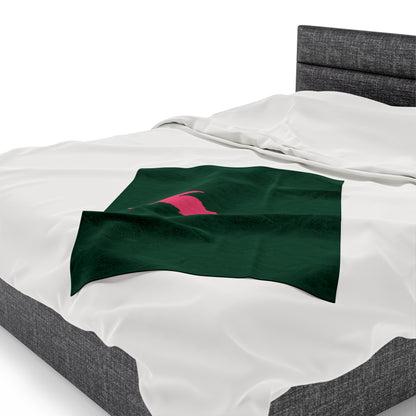 Michigan Upper Peninsula Plush Blanket (w/ Pink UP Outline) | Superior Green