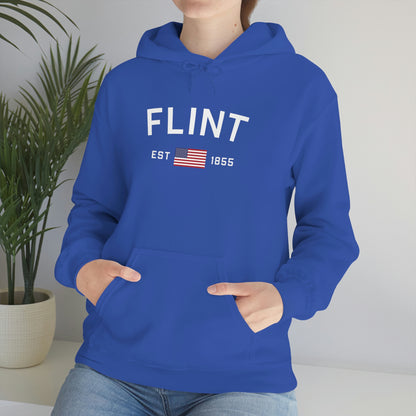 'Flint EST 1855' Hoodie (w/USA Flag Outline) | Unisex Standard