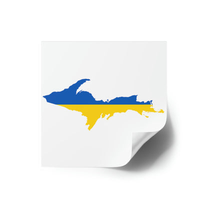 Michigan Upper Peninsula Square Sticker (w/ UP Ukraine Flag Outline) | Indoor/Outdoor