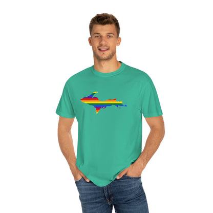 Michigan Upper Peninsula T-Shirt (w/ UP Pride Flag Outline) | Unisex Garment-Dyed